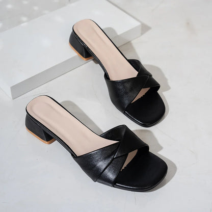 DANA Open Toe Leather Slippers