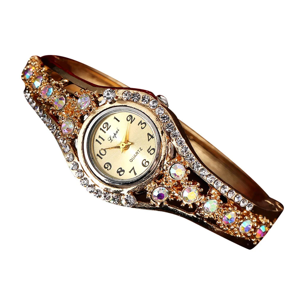 Luxury Colored Diamond Bezel Elegant Bracelet Watches