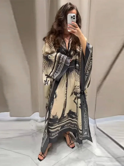 Loose O-neck Full Sleeve Pleated Dress F