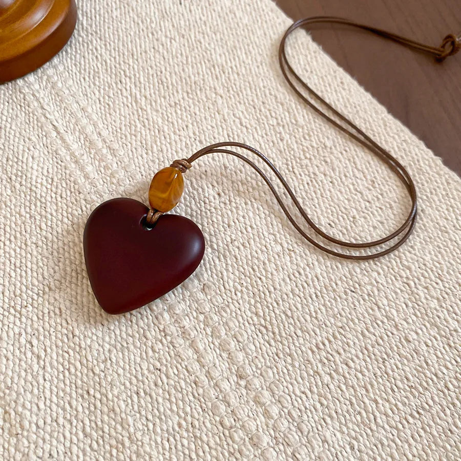 Black Coffee Round Water Drop Resin Necklaces
