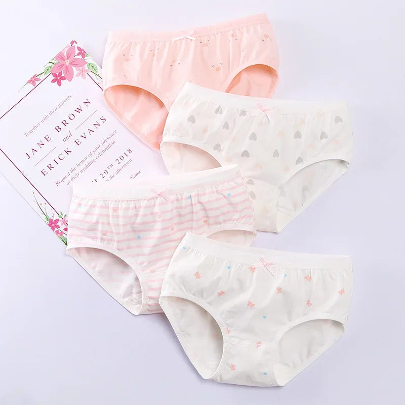 4 Pcs/Lot Girls Underwear Soft Cotton Panties Triangle Shorts