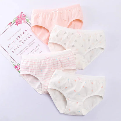 4 Pcs/Lot Girls Underwear Soft Cotton Panties Triangle Shorts