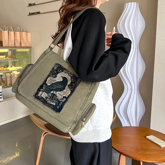 Vintage Raven Crossbody Messenger Bag