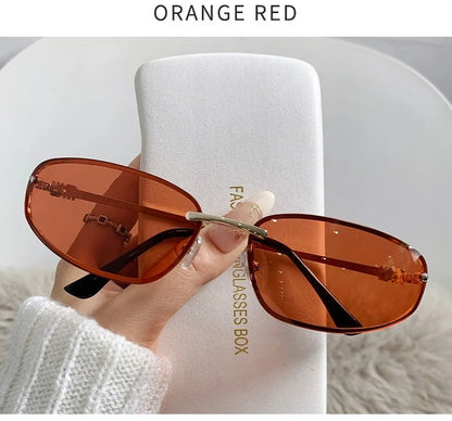 Oval Frameless High Quality Luxury Y2k Rimless Glasses