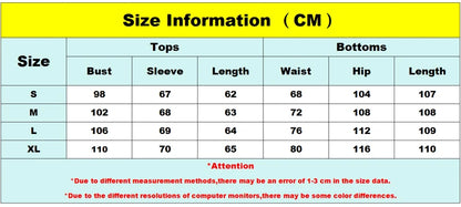 Autumn Solid Long Sleeve T-shirts & Digital Print Wide Leg Pants Set