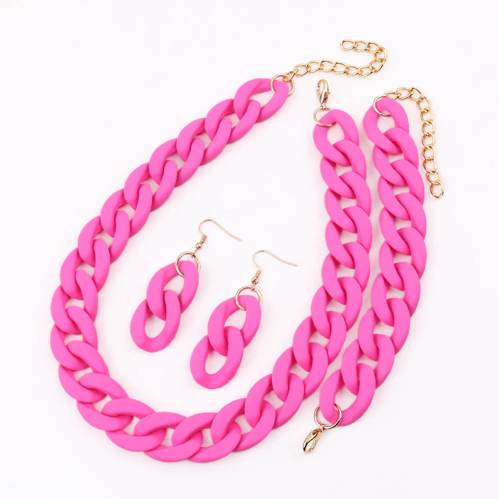 Fish Sheep Acrylic Chunky Chain Choker Necklace