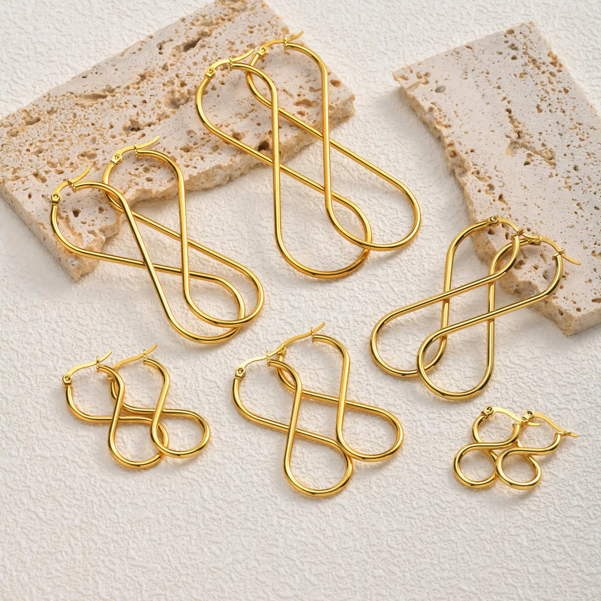 Twisted Infinity 18K Gold Plated Stainless Steel Trendy Minimalist Geometric Hoop Earrings