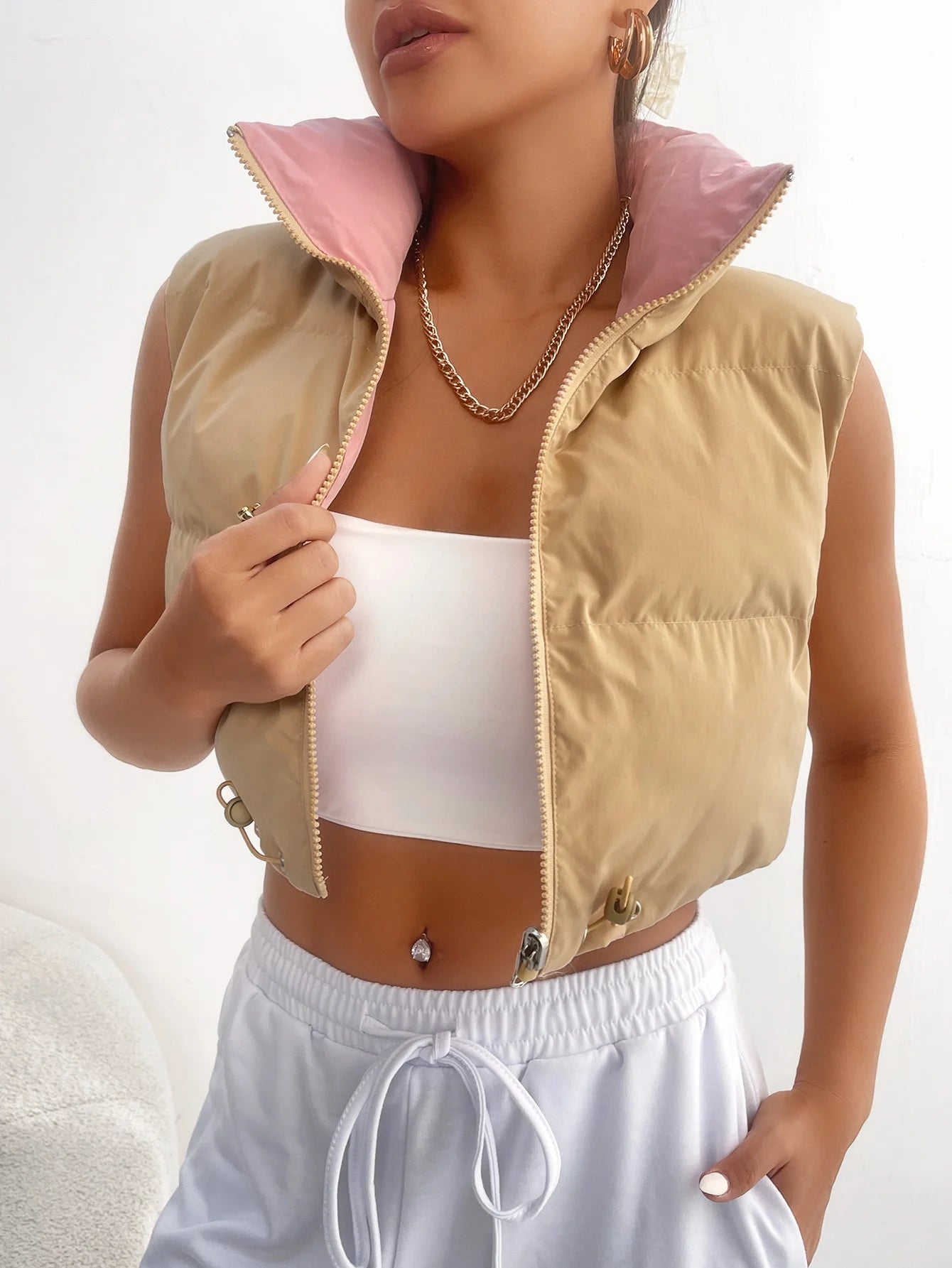 Slim-fit Stand Collar Trendy Vest