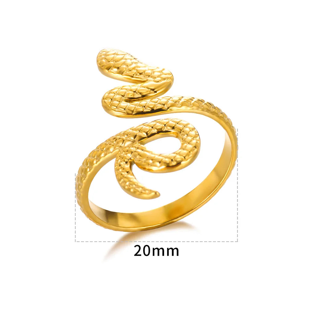 خواتم ثعبان من الفولاذ المقاوم للصدأ مطلية بالذهب 316L