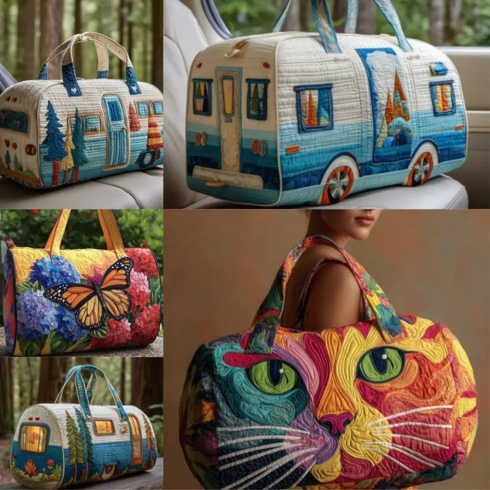 Adjustable Strap Quilted Duffle Large Capacity 3D Quilting Craft Travel Duffel Bag