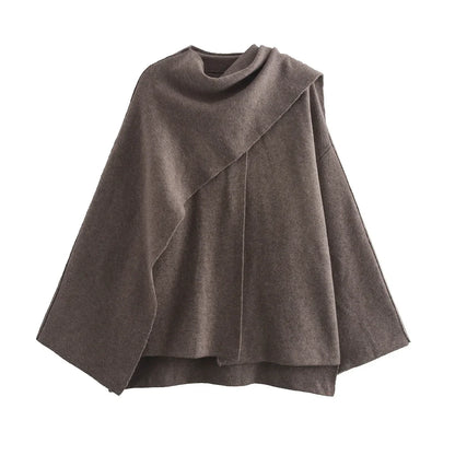 Autumn Winter Commuter Loose Oversize Elegant Split Chic Scarf Jacket