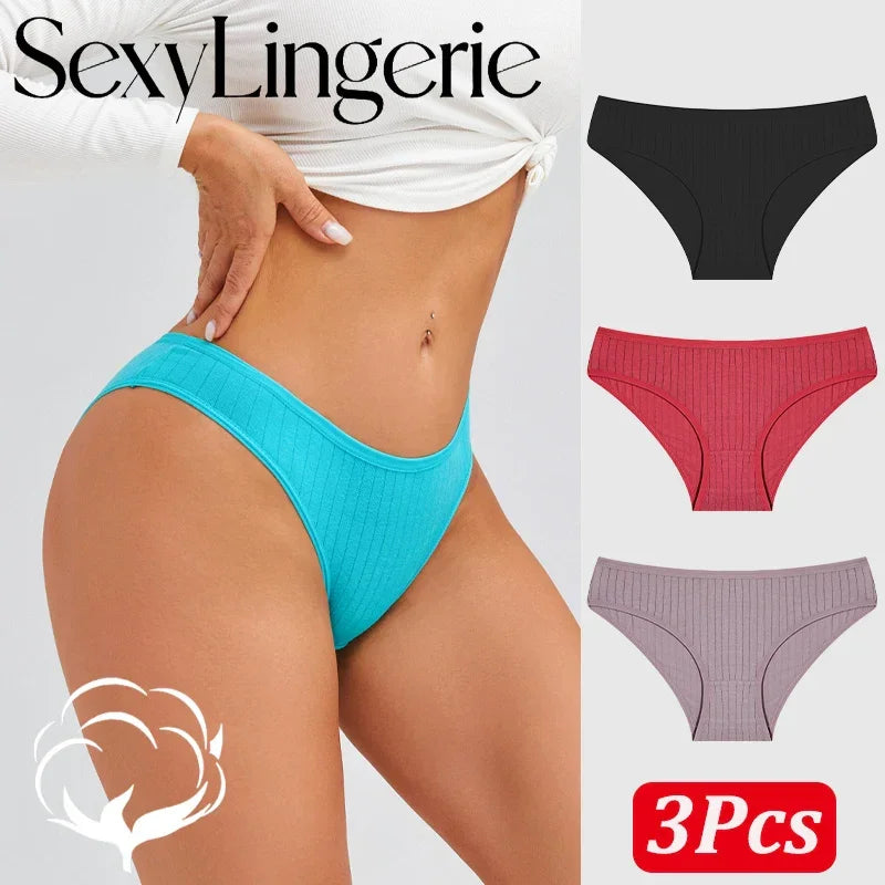 Seamless Cotton Sexy Low Rise Stripes Lingerie