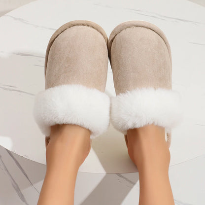 Fluffy home warm soft soled plush lined slippers