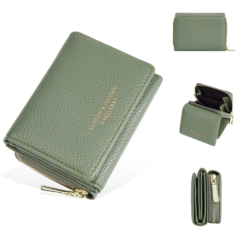 Leather Short Tri-Fold Card Wallet