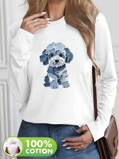 Pure cotton casual heart-shaped long sleeved T-shirt