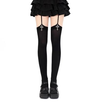 Cross Decoration Suspender Socks