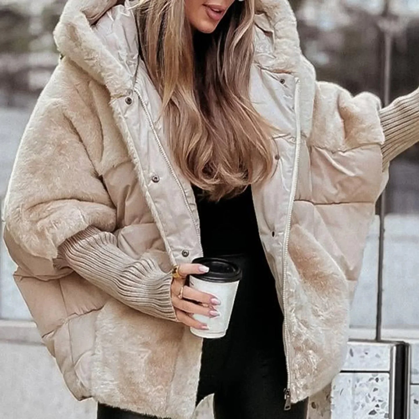 Loose Cotton Long Sleeve Hooded Jacket Coat