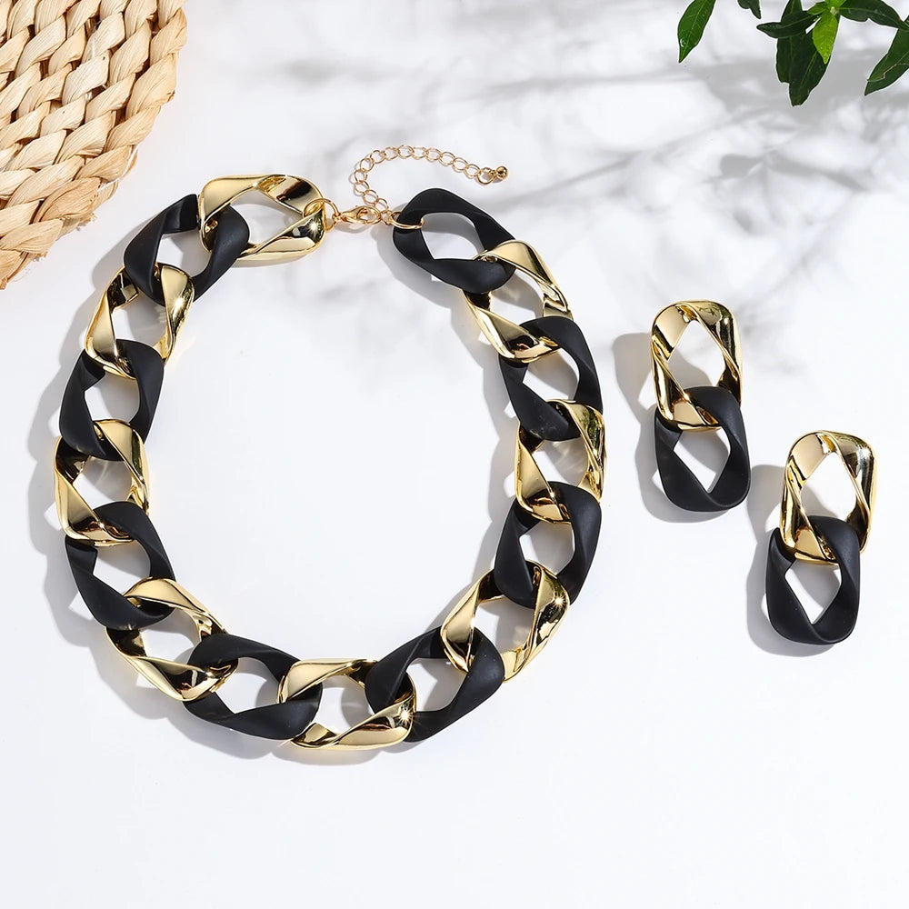 Hip Hop Color Acrylic Choker Necklace Set