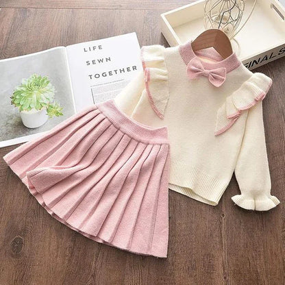 Knitting Kids Suit Winter Long Sleeves Princess Dress