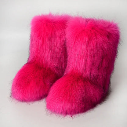 Snow Luxury Furry Faux Fox Fur Boots