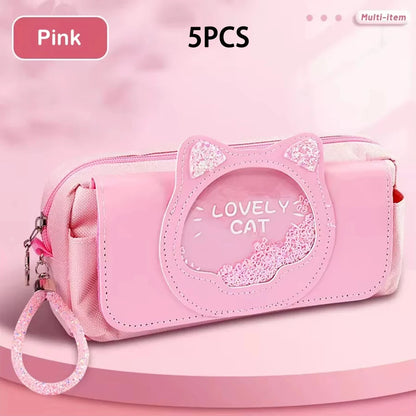 Kawaii Quicksand Pencil Case Large Capacity Pen Box