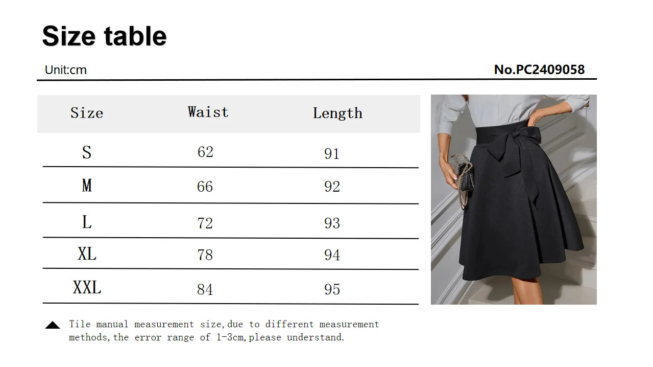 Elegant High Waist Flared Midi Skirt with Bow Belt