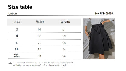 Elegant High Waist Flared Midi Skirt with Bow Belt