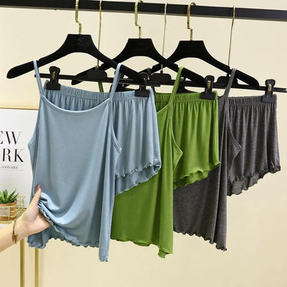 Camisole Sexy Thin Loose Shorts Large Size Pajamas Set
