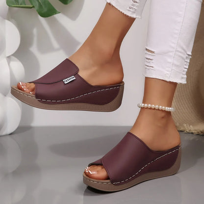 DANA Wedge Slippers Open Toe Shoes