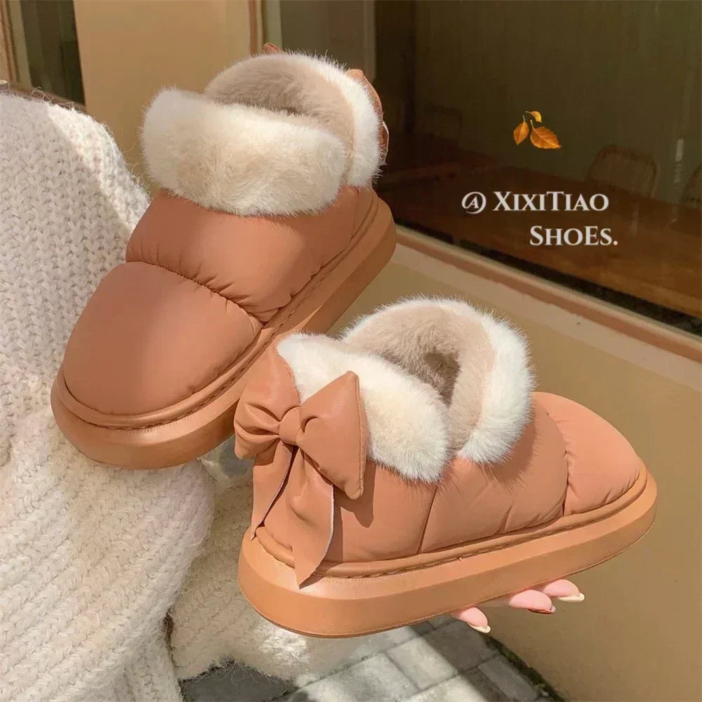Snow Boot Furry Bow Cotton Shoe
