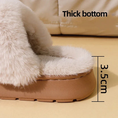 Fluffy Thick Sole Non Slip Faux Fur Slippers