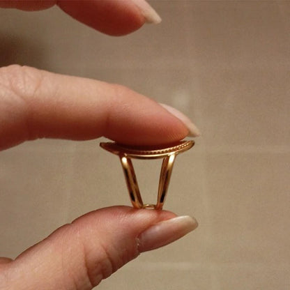 Vintage Punk Elliptical Broad Surface Adjustable Opening Stainless Steel Ring