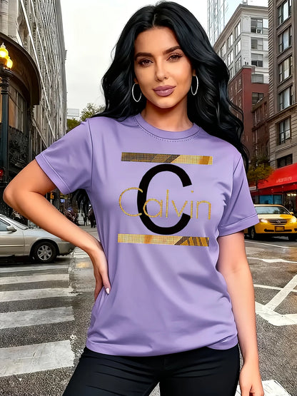 Calvin Letter Print Top T-Shirt