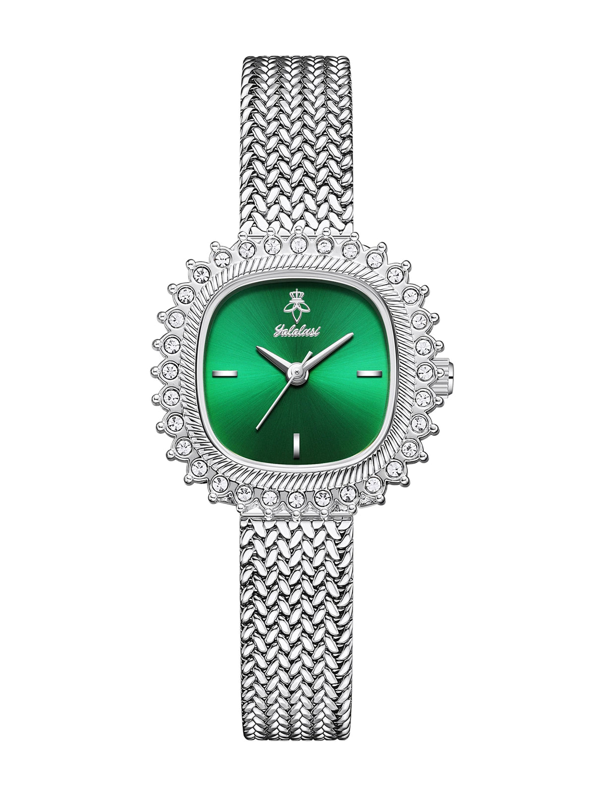 Luxury Sunflower Patterned Bezel Square Quartz Movement Watch