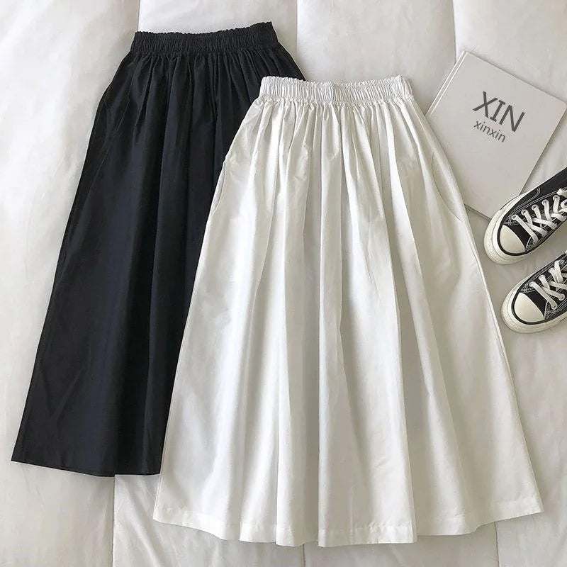 High-Waisted Pleated Long Casual Elegant Skirt