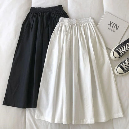 High-Waisted Pleated Long Casual Elegant Skirt
