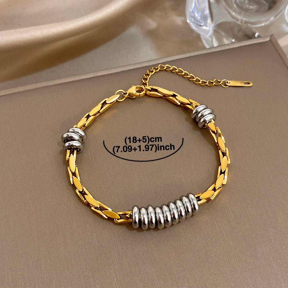 Chubby Hollow Circle Beads Geometric Chain Stainless Steel Bracelets