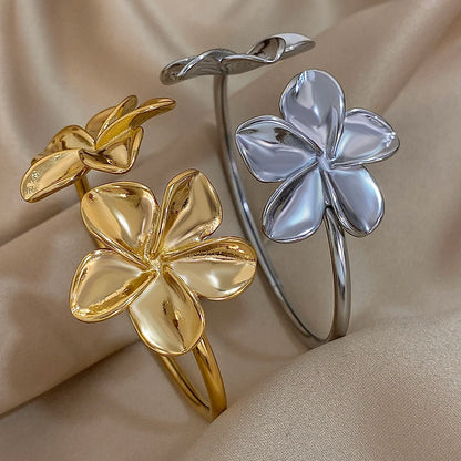 DANA Stainless Steel Flower Cuff Bracelet