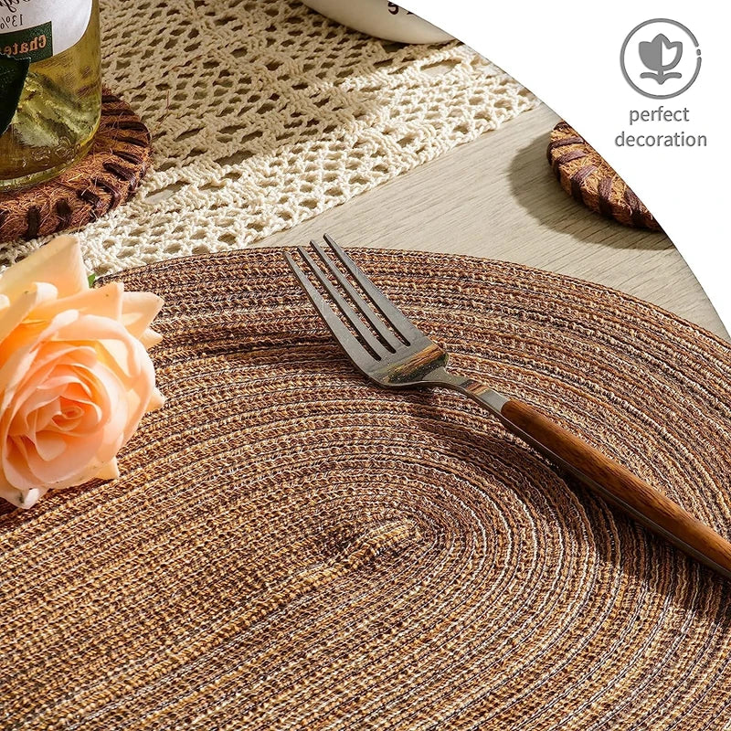1/4/6/10PCS Dining Tables Natural Woven Oversized Place mats Set