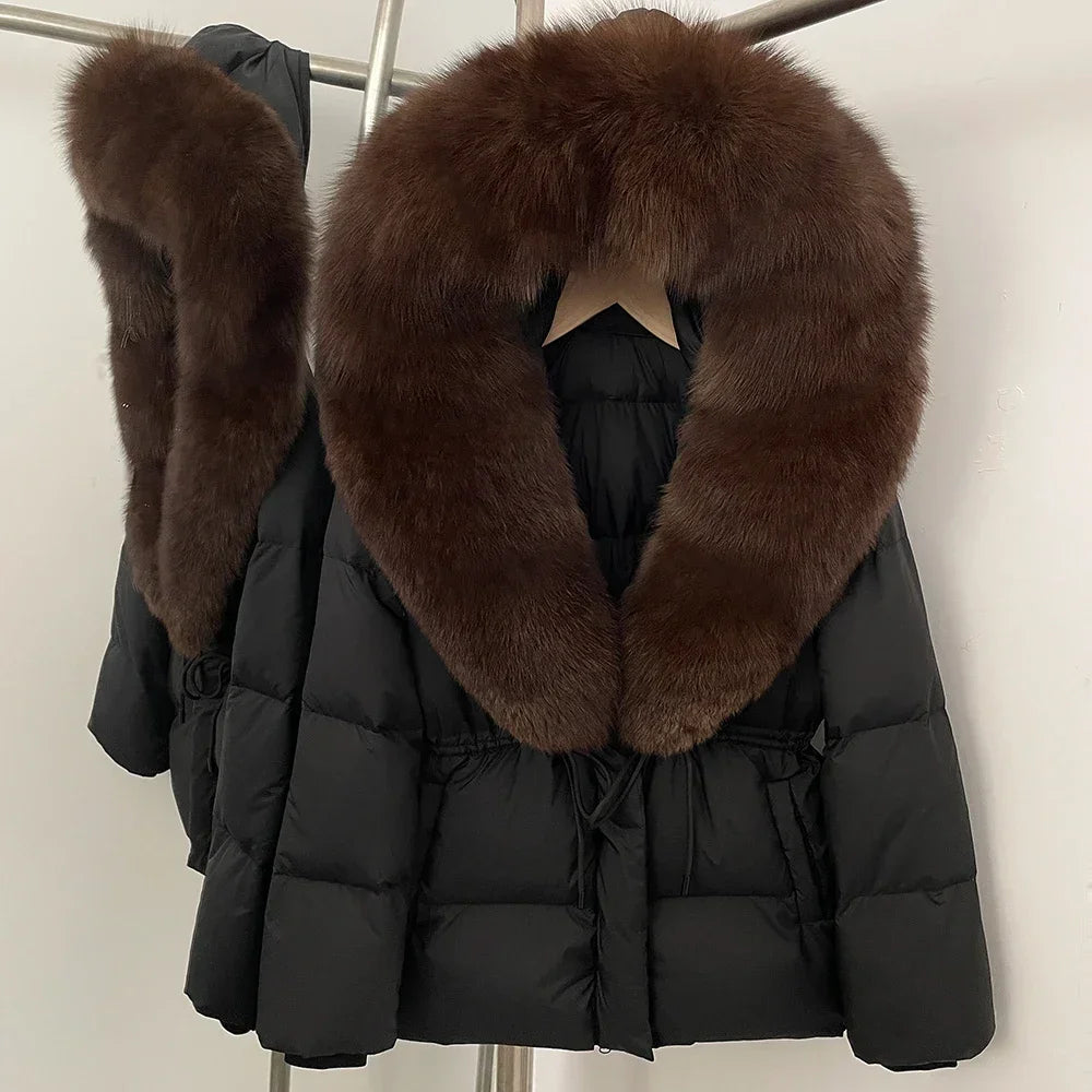 Real Fox Fur Puffer Jacket Coat