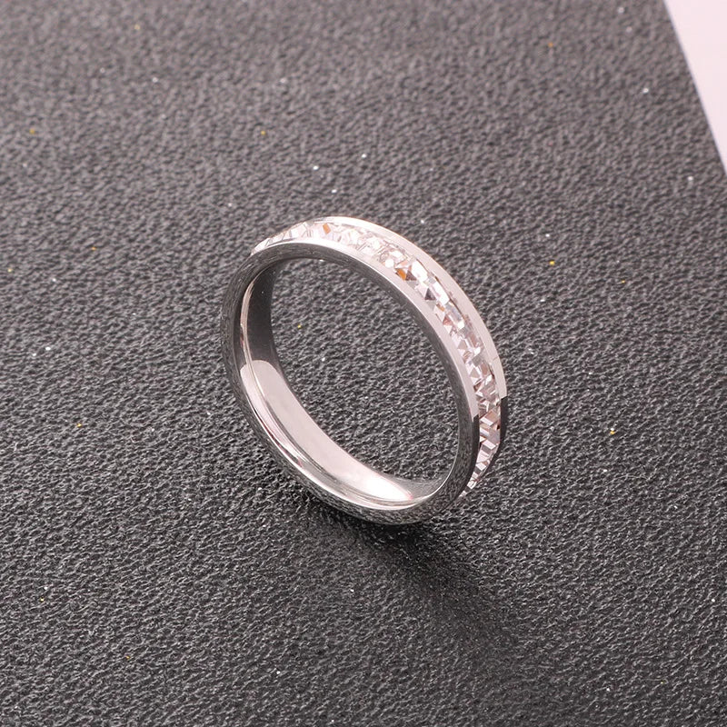 DANA White Stones Stainless Steel Zircon Ring