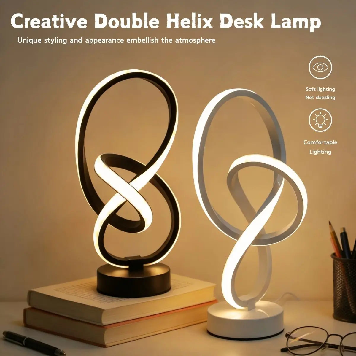 Creative LED desk lamp with USB 3 color adjustable