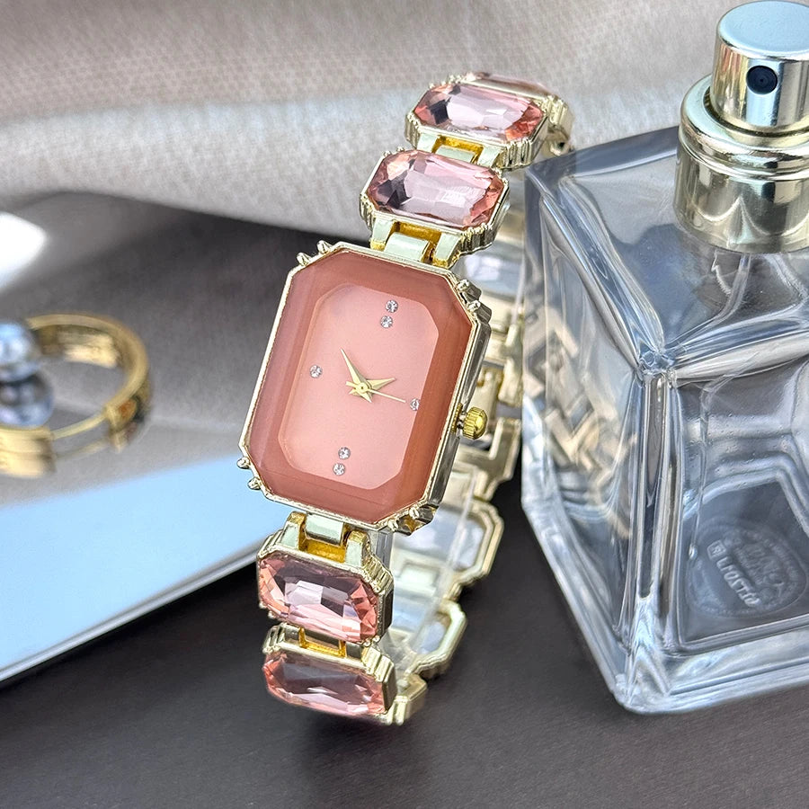 Rhinestone chain rectangular color case rhinesto watch
