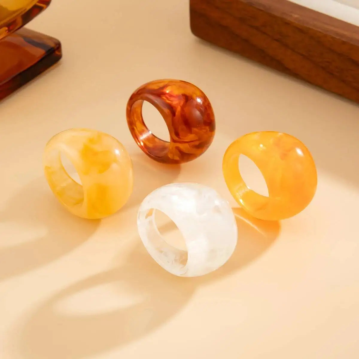 Y2K Korean Resin Acrylic Trendy Round Big Kpop Finger Knuckle Rings
