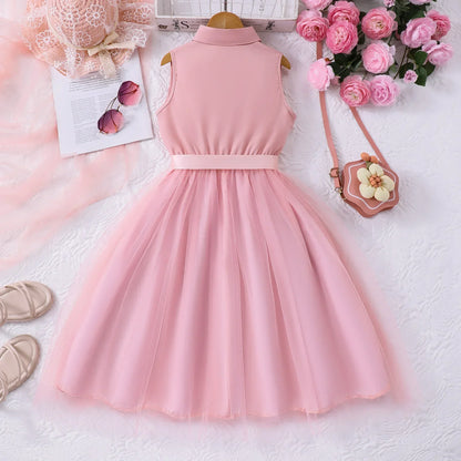 Teen Girl Sleeveless Mesh Princess Dress