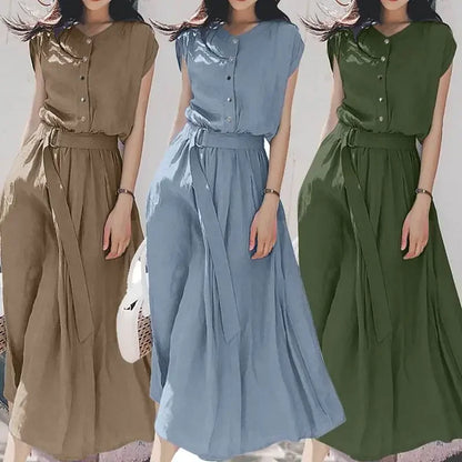 Short Sleeve Casual Mid-calf Dress