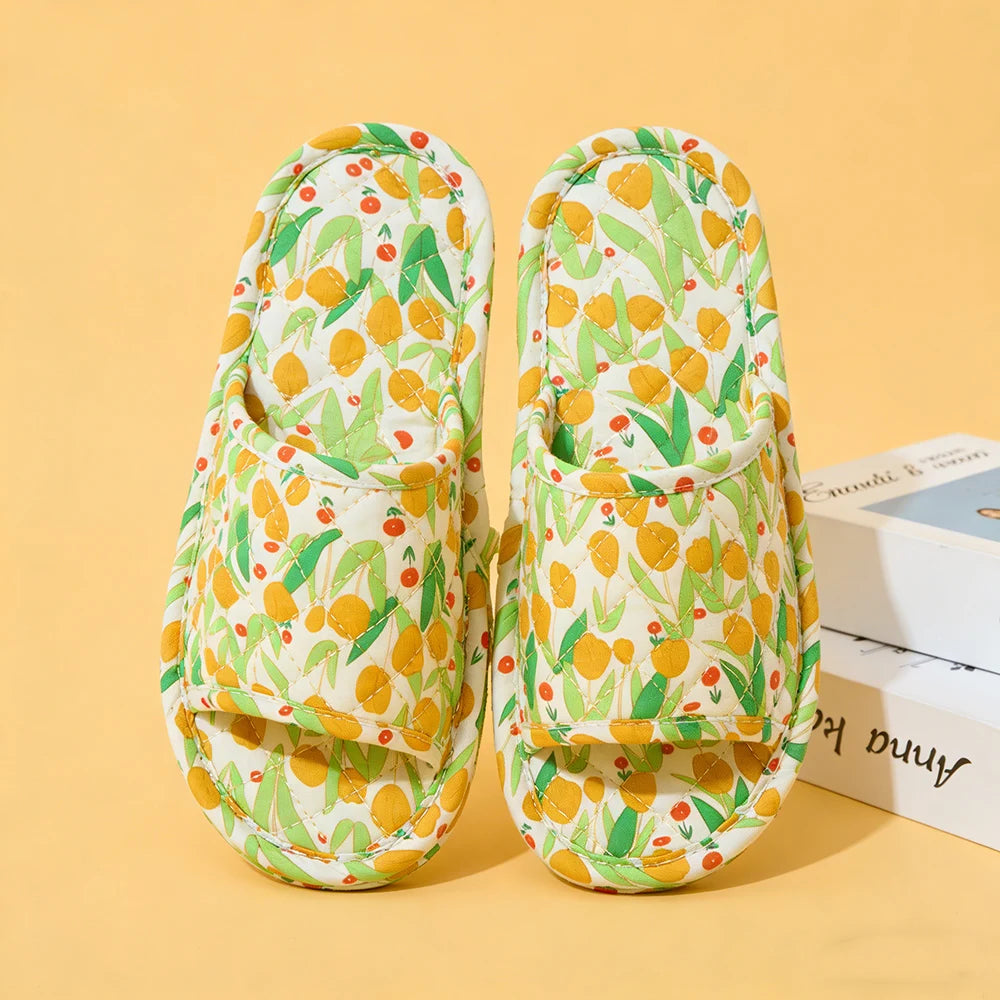 Home Slippers Soft Cotton Floral Floor Slippers