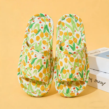 Home Slippers Soft Cotton Floral Floor Slippers