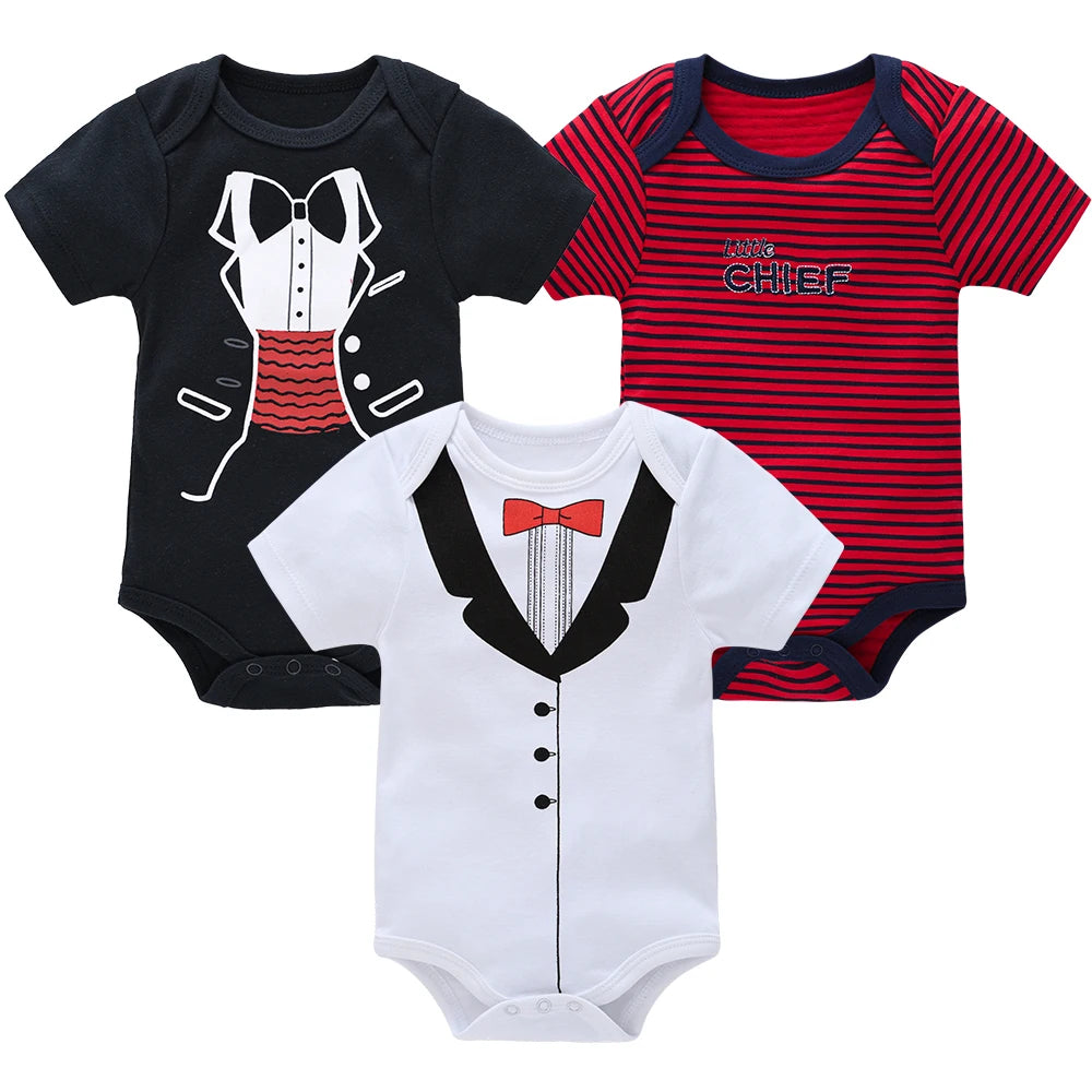 3/6 pcs Baby Girls Cotton Short Sleeve Toddler