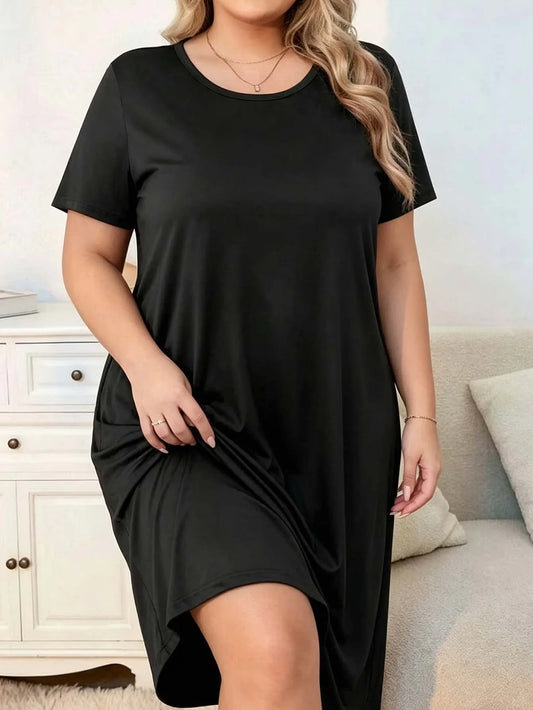 Plus-size short-sleeved casual home pajama set